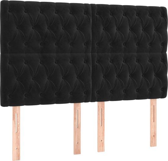 vidaXL Hoofdbord Zwart Fluweel 144x7x118/128 cm