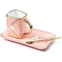 Tas Handtas met Bord Lepel Gevoerde Roze en Gouden Mok