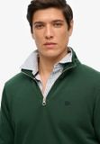 Superdry - Preppy trui met halve rits - Heren - Truien - M - Biologisch katoen - Enamel Green