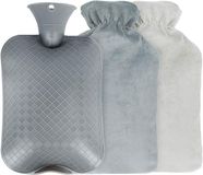 OEM Warmwaterkruik met overtrek, 2 liter, afneembare en wasbare superzachte luxe pluche overtrek, kasjmier-zachte wollige warmwaterfles, bedfles