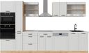 Vicco R-Line Cuisine complète – 350 cm, marbre WB blanc chêne de campagne/doré