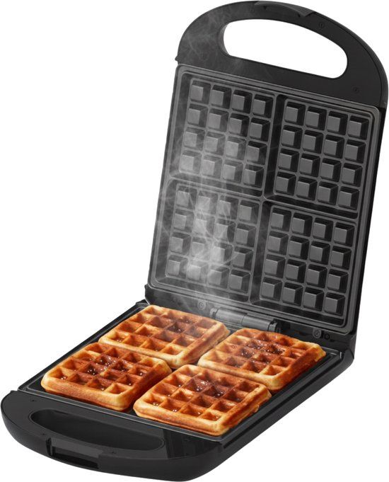 Media Evolution COOK-IT Wafelijzer - Waffle Maker - 4 Wafels - Anti-aanbaklaag - 1100W - Zwart