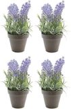 Bellatio Flowers & Plants Bellatio Kunstplant - 10x stuks - lavendel - paars - 17 cm - in pot - lavandula