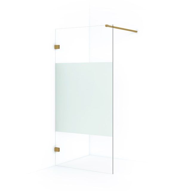 Maxaro Inloopdouche Diamond 100cm 8mm Helder Veiligheidsglas met Matte Strook Goud