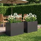 Maison Exclusive - Lot de 2 pots de jardin, couleur noire, dimensions 60 x 40 x 50 cm