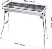 Goodivery ® Barbecue à charbon de bois, grill de camping, grill à charbon pliable, barbecue portable - 33 x 73 x 71 cm, Argent