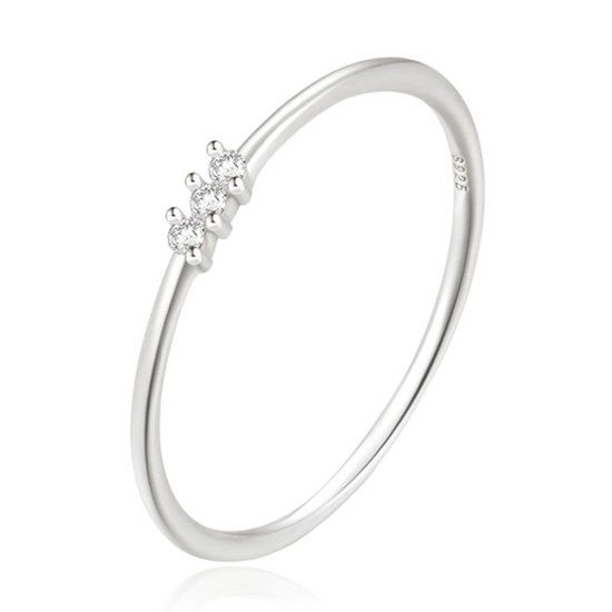 Elenza AMS Elenza Thin .925 Zilveren Ring met Drie Zirconia's – 1mm-16mm