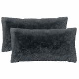 vidaXL Kussensloop 2 pcs HEERLEN Antracietkleurig 40 x 80 cm PV Fleece