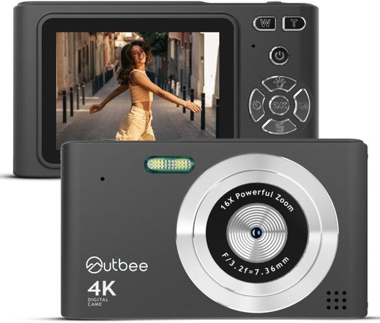 Outbee Digitale camera - Fototoestel - Compact - 64 Megapixel - 4K Video - 16x Digitale Zoom - Zwart