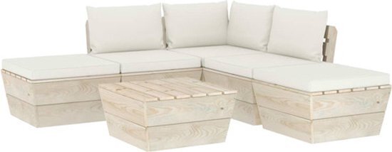 vidaXL 6-delige Loungeset met kussens pallet vurenhout