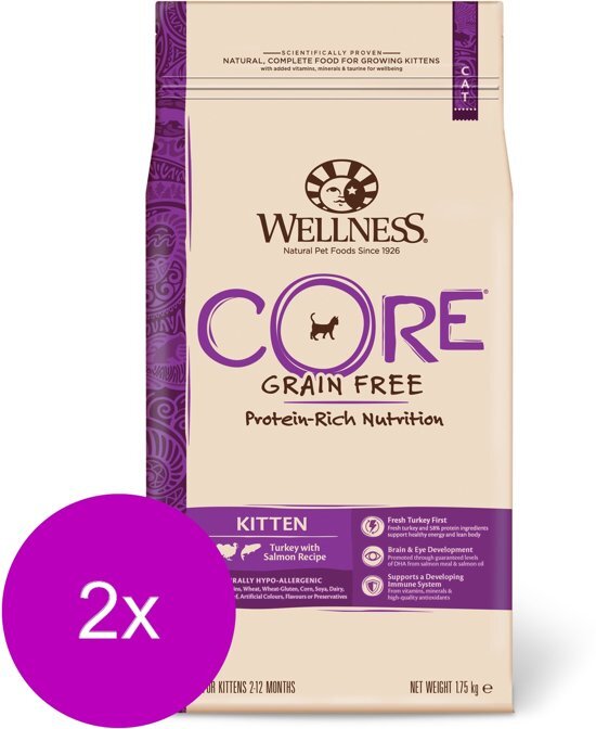 Wellness Core Grain Free Kitten Kalkoen&Kip - Kattenvoer - 2 x 1.75 kg