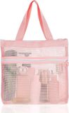 Merkloos Draagbare douchetas - 1 stuk mesh draagtas met ritssluiting - camping strandtas - douchemand voor sportschool strand reizen - roze