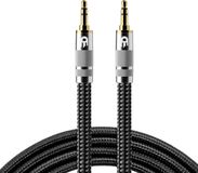 Drivv. Premium AUX Kabel 3.5 mm Nylon Audio Kabel Jack naar Jack Gold Plated Male to Male Zilver 5 meter
