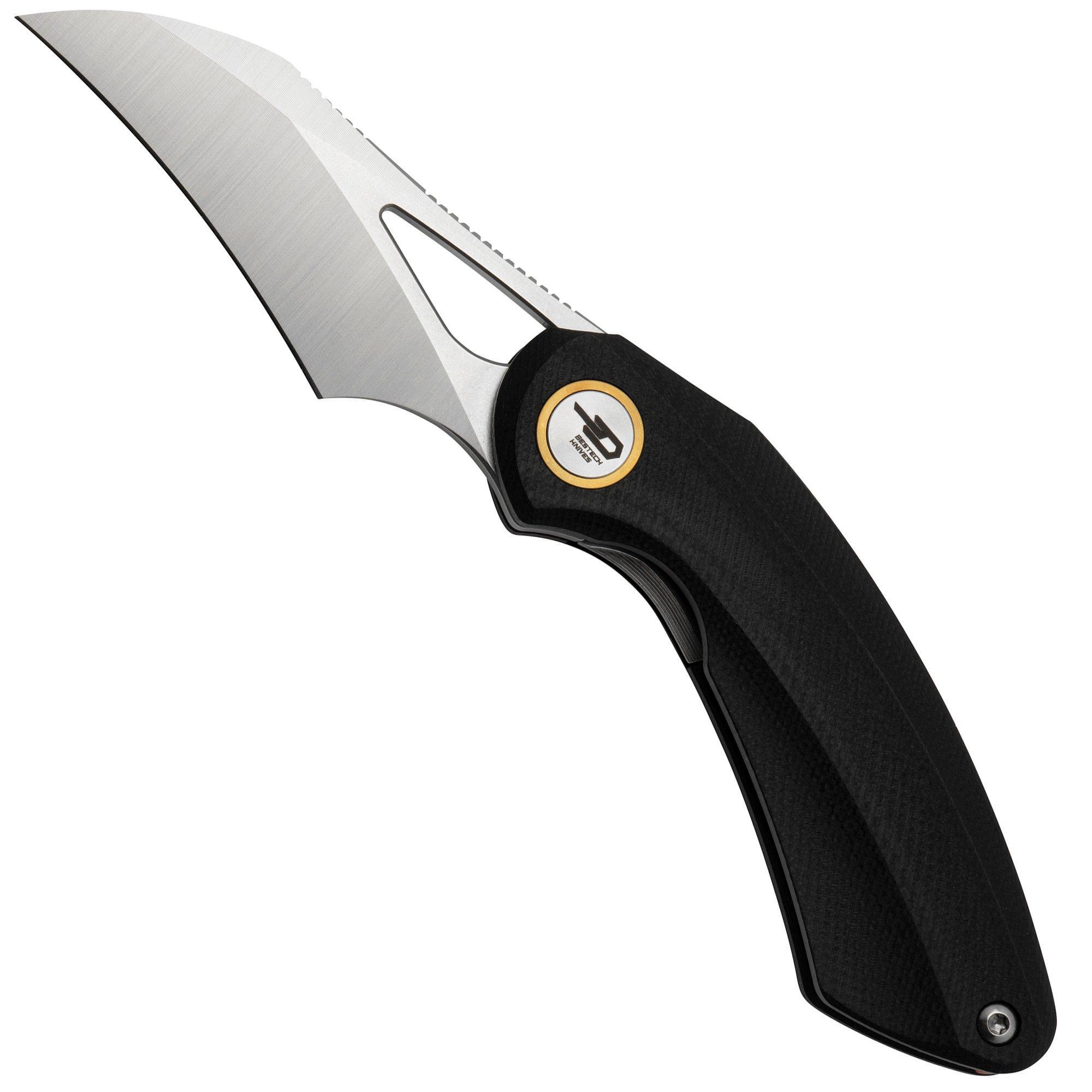 Bestech Bihai Stonewashed Satin, Black G10 BG53A-1 zakmes, Ostap Hel design