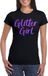 Bellatio Decorations Verkleed T-shirt voor dames - glitter girl - zwart - glitter and glamour - carnaval/themafeest XXL