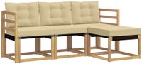 vidaXL Buiten bankenset 4-delig Wit en Beige
