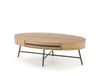 Bol Table basse avec tiroir aspect chêne doré avec pied en acier 120x60 cm