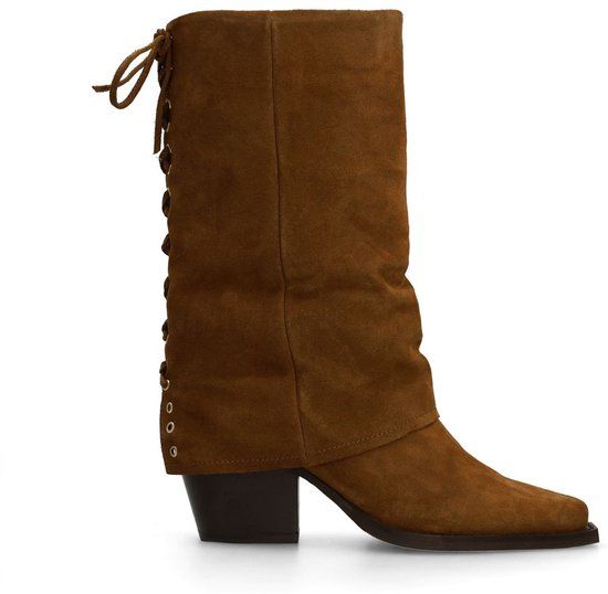 Sacha - Dames - Cognac suède enkellaarsjes met flap - Maat 38