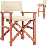 Casaria Regisseursstoel Gevoerd – FSC Eucalyptus – met Armleuningen – Creme