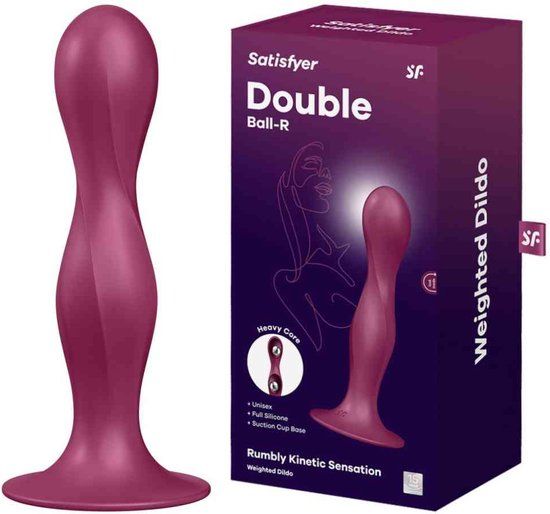 Double Ball-R Weighted Dildo - Red - 39mm - With Suction Cup
