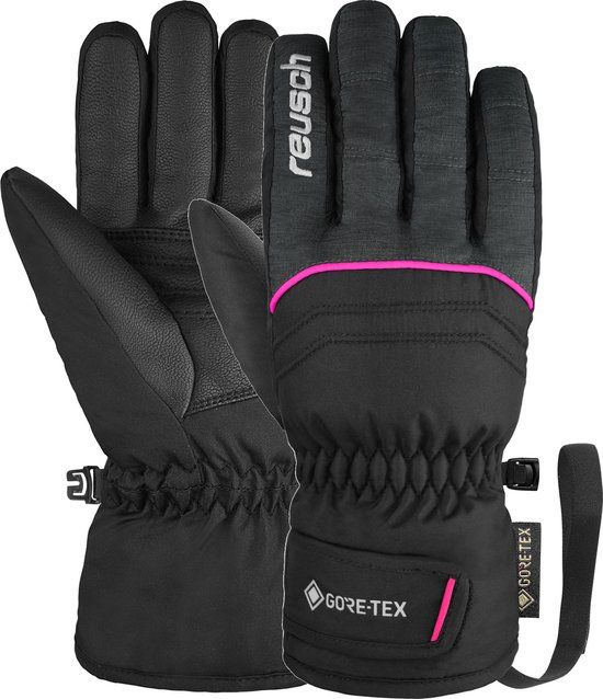 Reusch Teddy GORE-TEX Junior Fingerhandschoenen - Donkergrijs-pink - Maat 6,5
