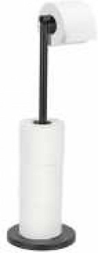 WENKO Toiletrolhouder 2-in-1 Zwart - Vrijstaand - Staal
