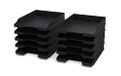 Set Detectalia Set van 20 A4 Documentendienbladen, Zwart, Stapelbare Bureau-Organizer, Kunststof Dienblad voor Kantoor, Ordner, Brievenmanden, 35 x 25 x 5,2 cm