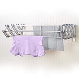 Woolite Aluminium opvouwbare kleding, ruimtebesparend, gemakkelijk op te bergen, intrekbaar, zilver, wandmontage droogrek 27" W
