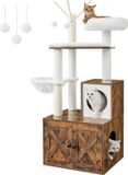 FEANDREA Krabpaal met kattenbak, krabpaal, vintage bruin