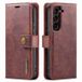 DG.MING Portefeuille Samsung Galaxy S23+ 5G en Cuir Détachable - Vin Rouge