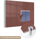 MuchoWow® Glasschilderij 90x60 cm - Man - Vintage - Design - Foto op glas - Acrylaat - Multicolor