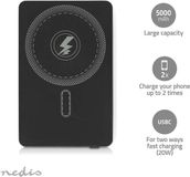 Nedis Powerbank - 5000 mAh - 20 W - MagSafe - Draadloos Opladen