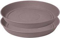 EDA Romeo bloempot onderschaal - 2x - kunststof - taupe - D15 x H2,1 cm - opvangschalen