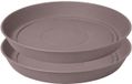 EDA Romeo bloempot onderschaal - 2x - kunststof - taupe - D15 x H2,1 cm - opvangschalen