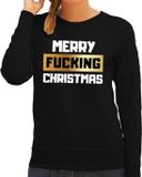 Bellatio Decorations Shoppartners Bv Foute kersttrui / sweater Merry fucking christmas zwart voor dames - kerstkleding / christmas outfit S