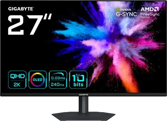 GIGABYTE GO27Q24A computer monitor 68,6 cm (27") 2560 x 1440 Pixels Quad HD QD-OLED Zwart