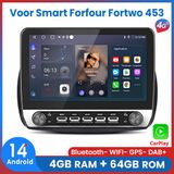 Awesafe Autoradio V1PRO 4+64GB - Convient aux Mercedes Smart Forfour Fortwo 453 2015 à 2022 - Écran radio tactile IPS de 10,1 pouces - Apple Carplay et Android Auto sans fil - Navigation GPS 4G WIFI - Bluetooth et Wifi - 8 cœurs