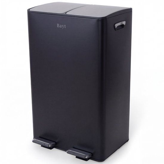 Bayt Prullenbak - 60 Liter Pedal Bin - Black/Silver