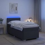vidaXL Boxspringbed met matras en LED-verlichting, donkergrijs, 90 x 190 cm, stof
