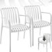 Tectake® Set van 2 Tuinstoelen Alcudia - Creme - Kunststof Stoelen met Armleuning - Stapelbaar