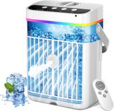 Unyqoos® Compacte draagbare luchtkoeler met USB, 4-in-1 functies en kleurrijke LED-verlichting