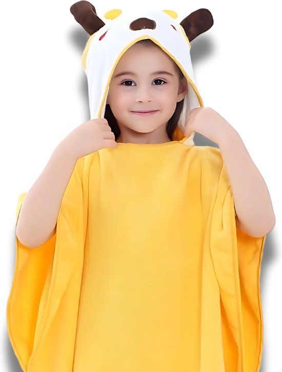 BoefieBoef 2-in-1 Giraffe Badponcho voor Baby's & Kinderen - Geel