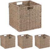 Merkloos Relaxdays Opbergmand Zeegras - Set van 4 - 30x30x30 cm