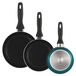 Set de 3 poêles en aluminium embouti, diamètre 16, 20 et 24 cm