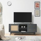 en.casa Tv-meubel Susa met lades en schuifdeuren 160x40x65 cm grijs