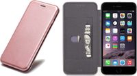 iCall Apple iPhone 6 / 6s - Lederen Wallet Hoesje Roze / Roségoud met Siliconen Houder