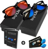 BrightLife Blue Light Filter Glasses Bundle - Focus & Relax - Computer Glasses - Black Wayfarer - 0.00 Strength