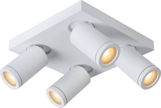 Lucide TAYLOR - Badkamer Plafondspot - LED - Dim to Warm - GU10 - 4x5W - IP44 - Wit