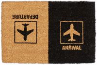 Merkloos Relaxdays Deurmat Arrival Departure - Vliegtuig Print - Kokos - Antislip - 40 x 60 cm