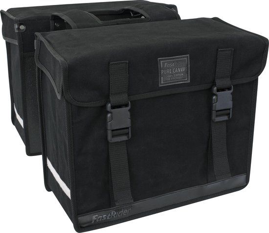 FastRider Canvas 36 Dubbele Fietstas Zwart